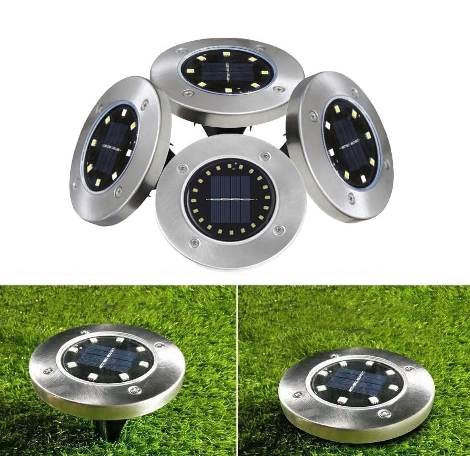 4pack Solar Ground Lights,8 LED Disk Lights Upgraded Outdoor Garden Lights Landscape Lights for Lawn Pathway Yard Deck Patio Walkway (White)