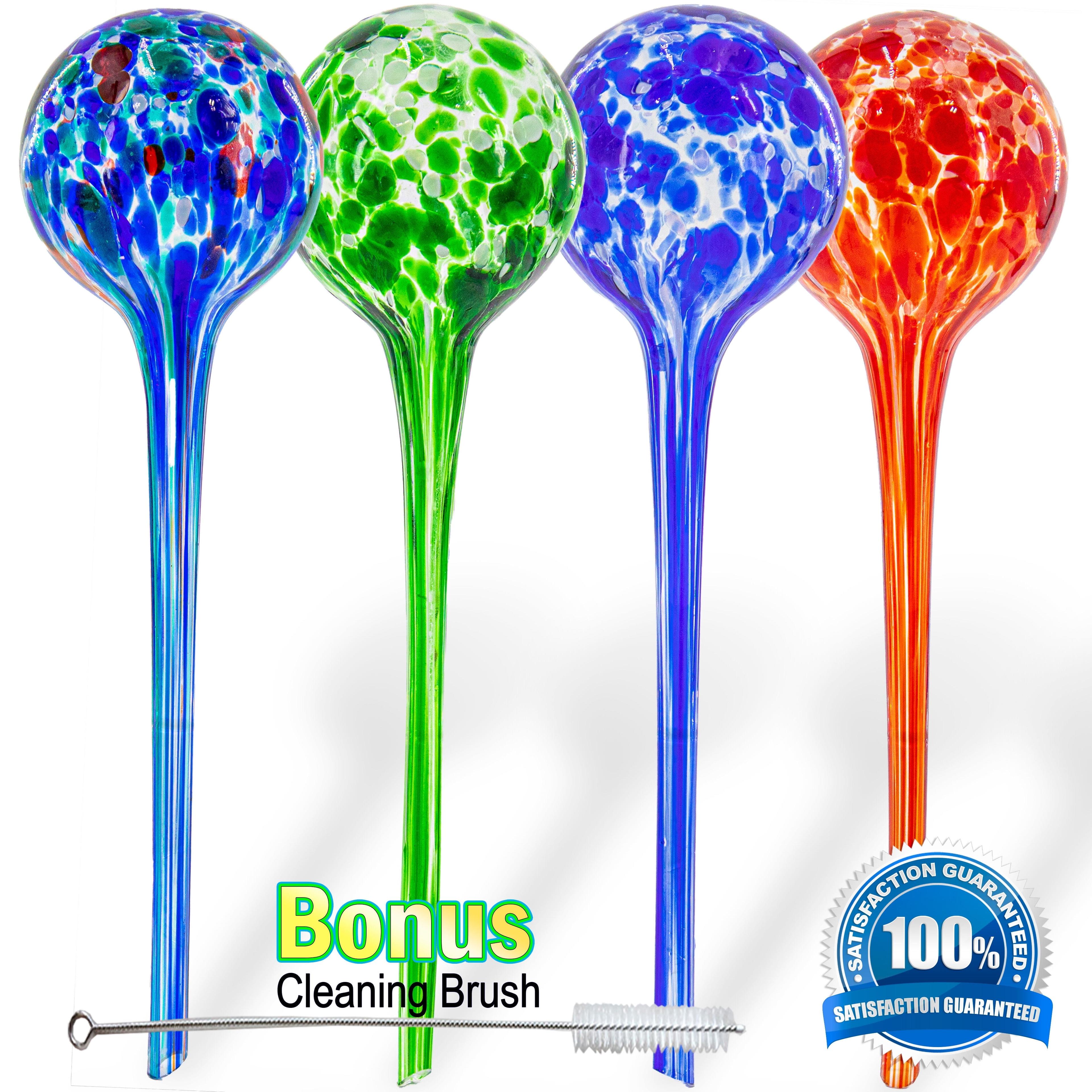 Large Multicolor Glass Plant Watering Globes Set