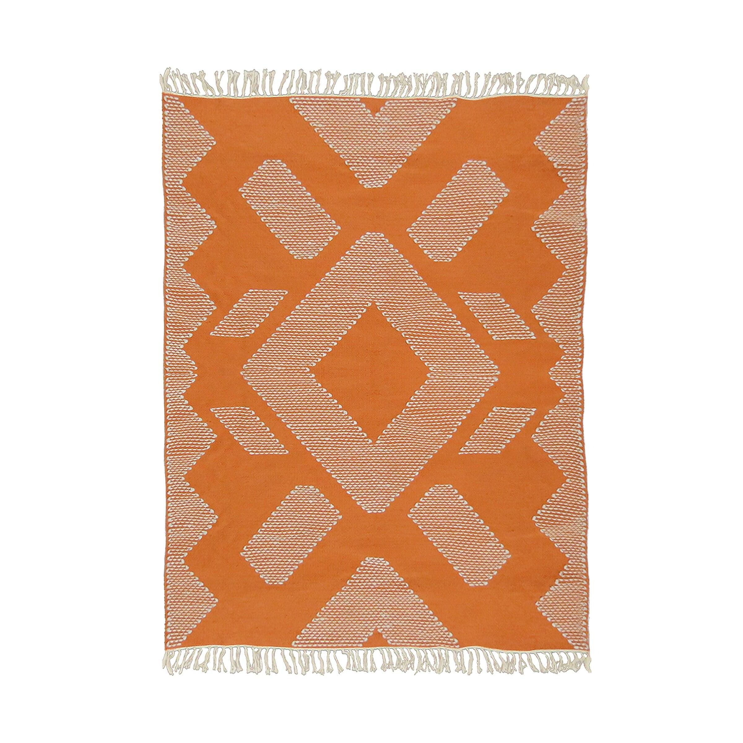 Papaya Geometric Handwoven Outdoor Rug, 4x6