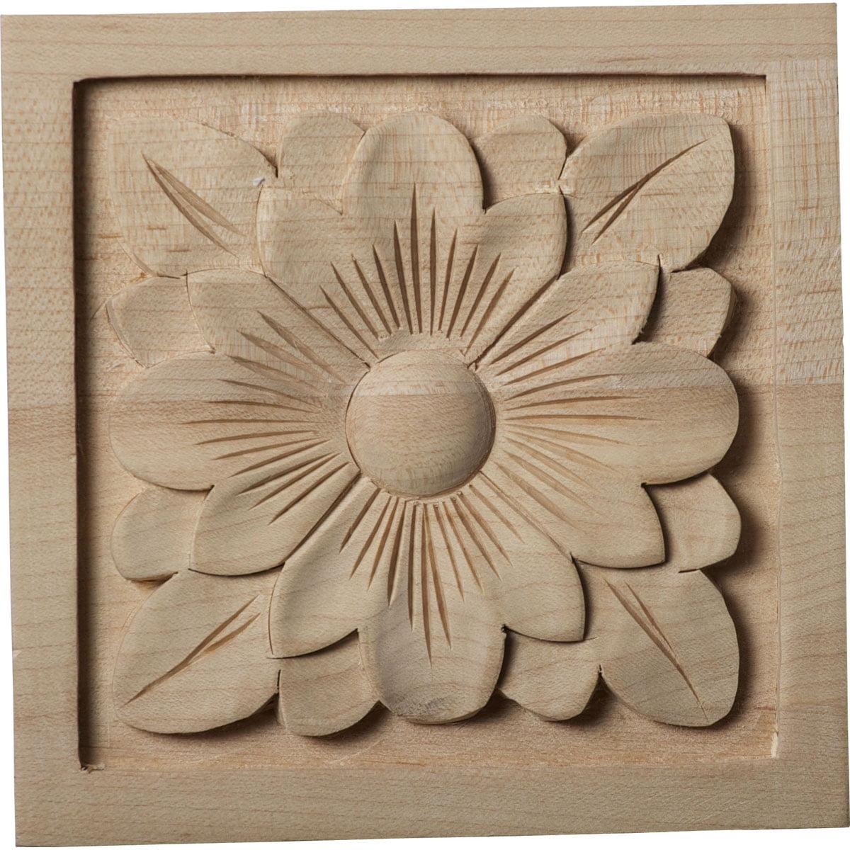 Flower 5.125'' H x 5.125'' W x 1'' D Wood Rosette Applique