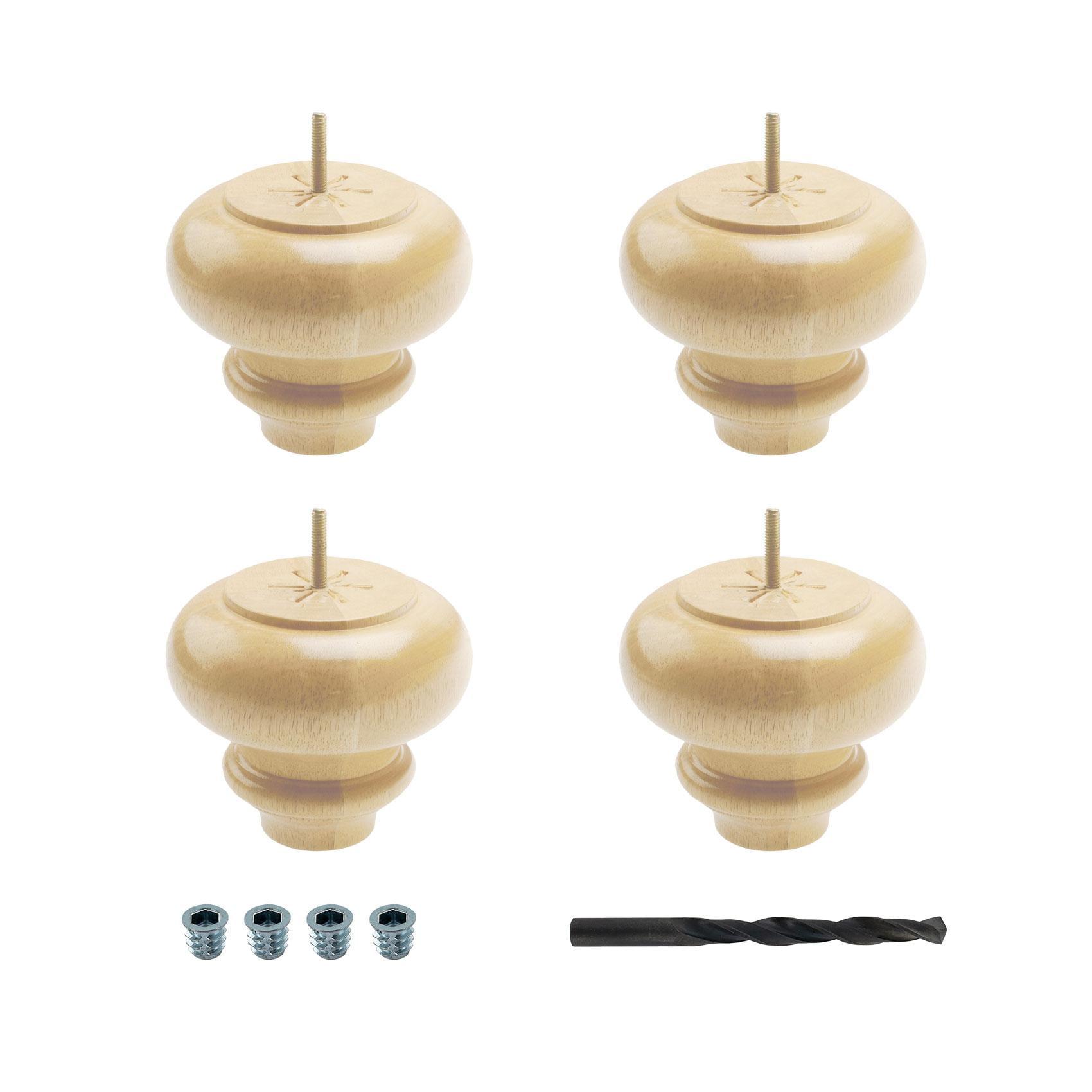 5-1/8 in x 6 in Unfinished Solid Hardwood Round Sofa Leg (Set of 4)