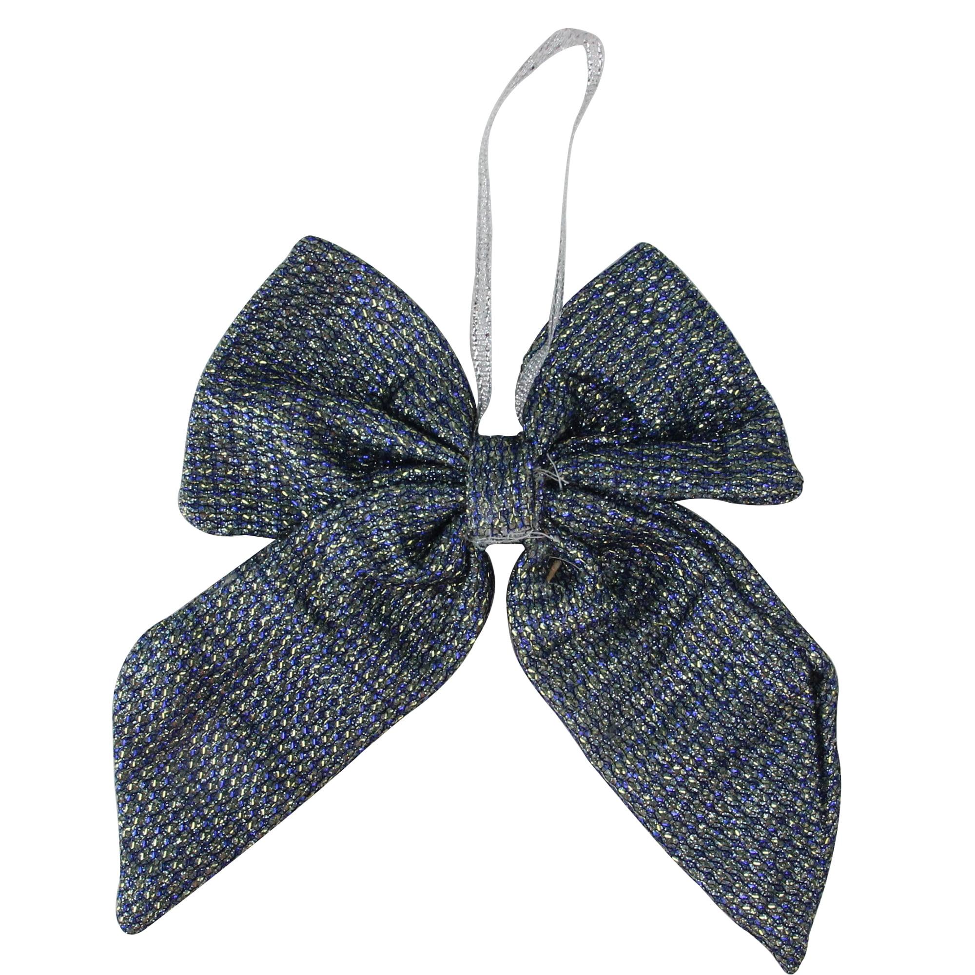 Cool Blue Double Loop 4" Christmas Bow Decoration