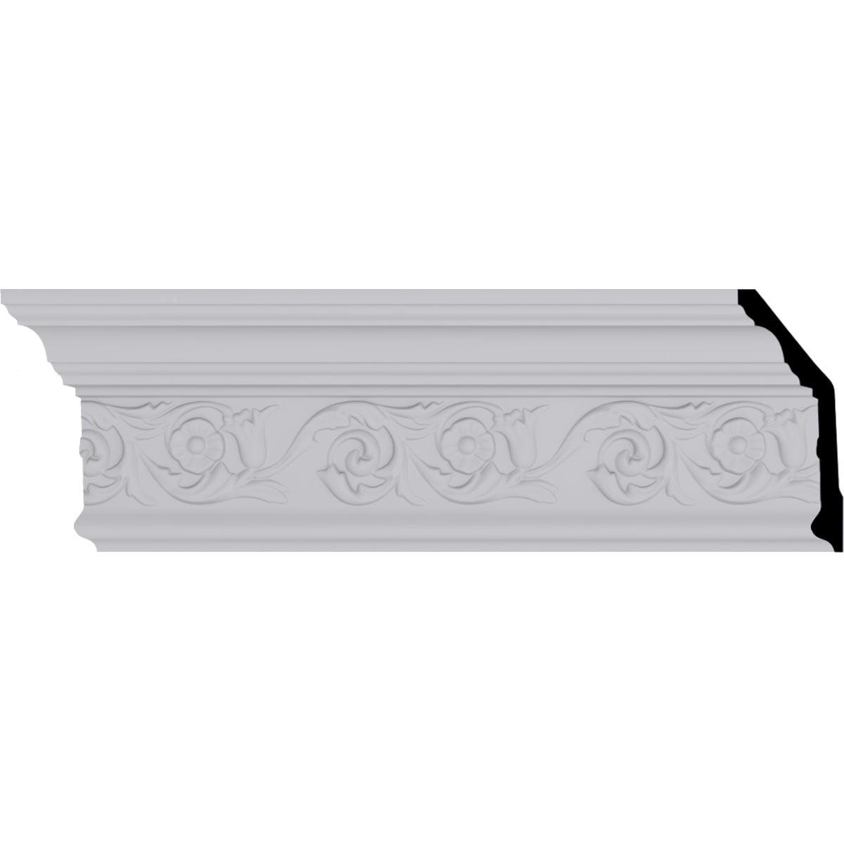 5 5/8"H x 2 1/4"P x 6"F x 94 1/2"L Floral Crown Moulding
