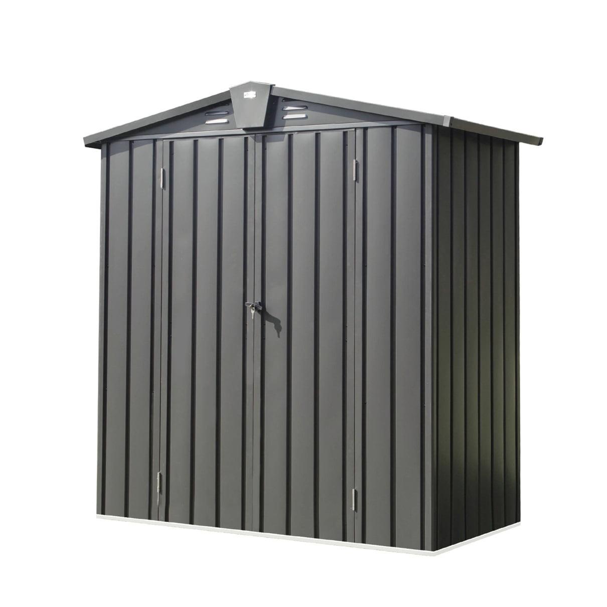 Outdoor Storage Shed 5.7X3 Ft,Metal Outside Sheds&Outdoor Storage Galvanized Steel,Tool Shed With Lockable Double Door For Patio,Backyard,Garden,Lawn (5.7X3Ft, Black)