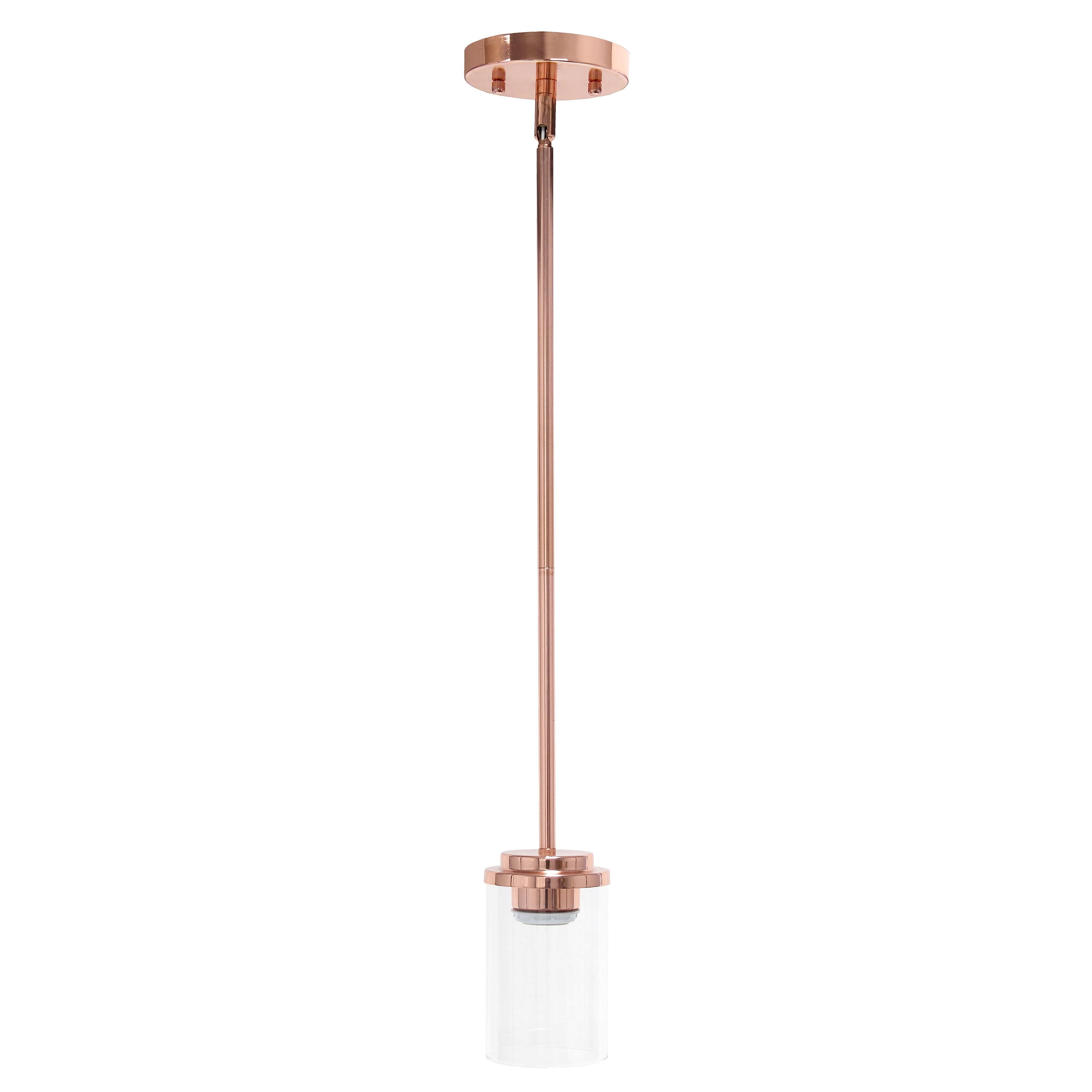 5.75" Rose Gold Clear Glass Adjustable Pendant Light