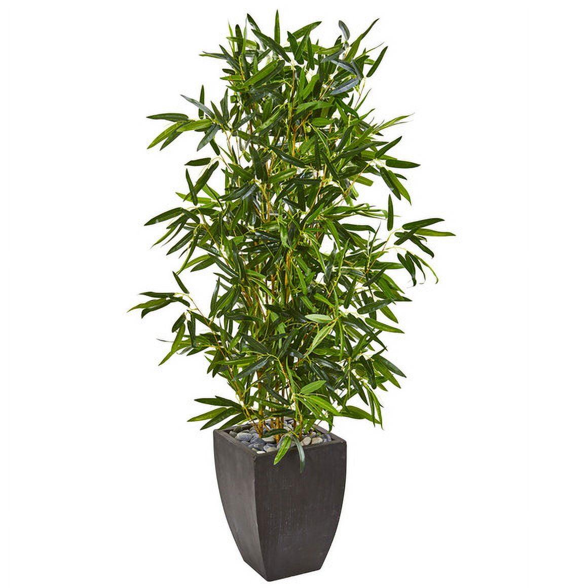 5' Green Bamboo Artificial Tree in Black Planter