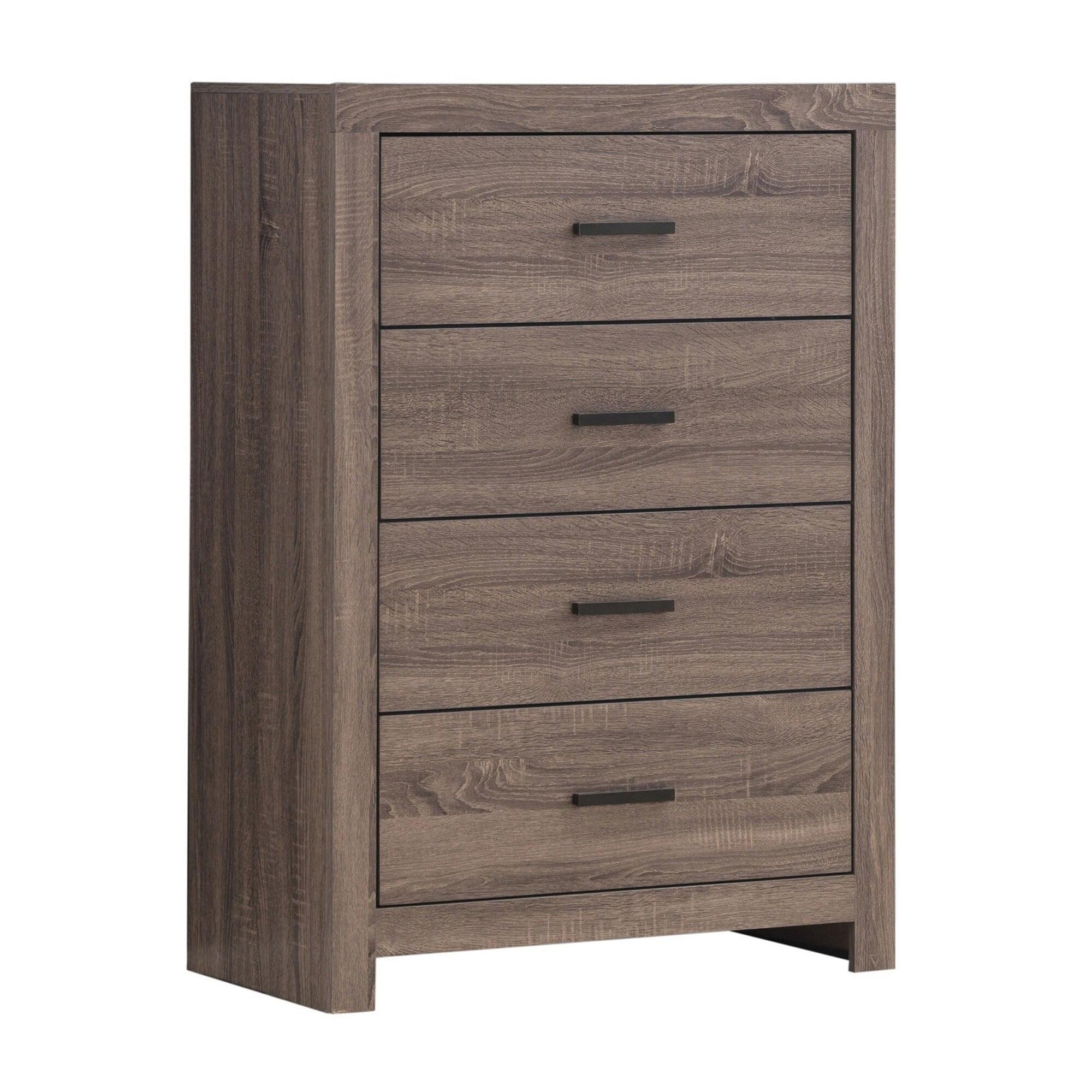 Elegant Brown 5-Drawer Wood & Metal Chest with Vertical Design