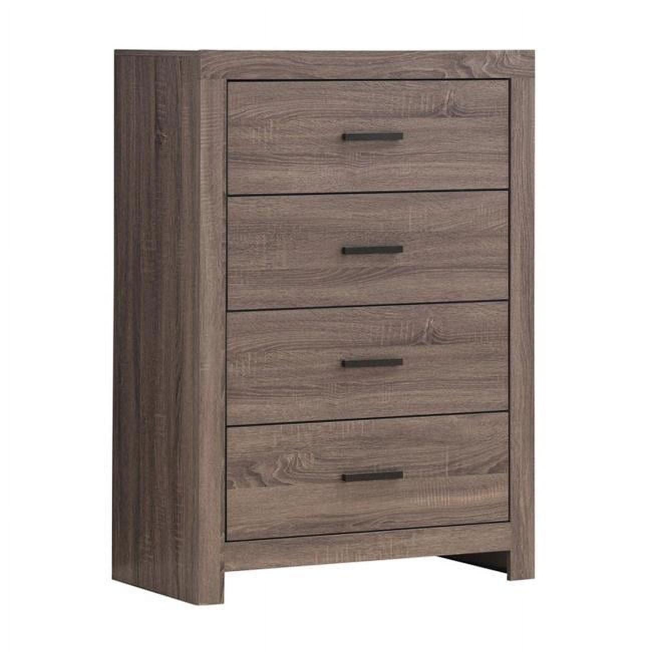 Elegant Brown 5-Drawer Wood & Metal Chest with Vertical Design