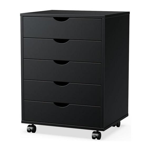 5-Drawer Wood File Cabinet with Wheels, Rolling Storage Organizer for Home Office, 18.74"W x 15.75"D x 25.39"H
