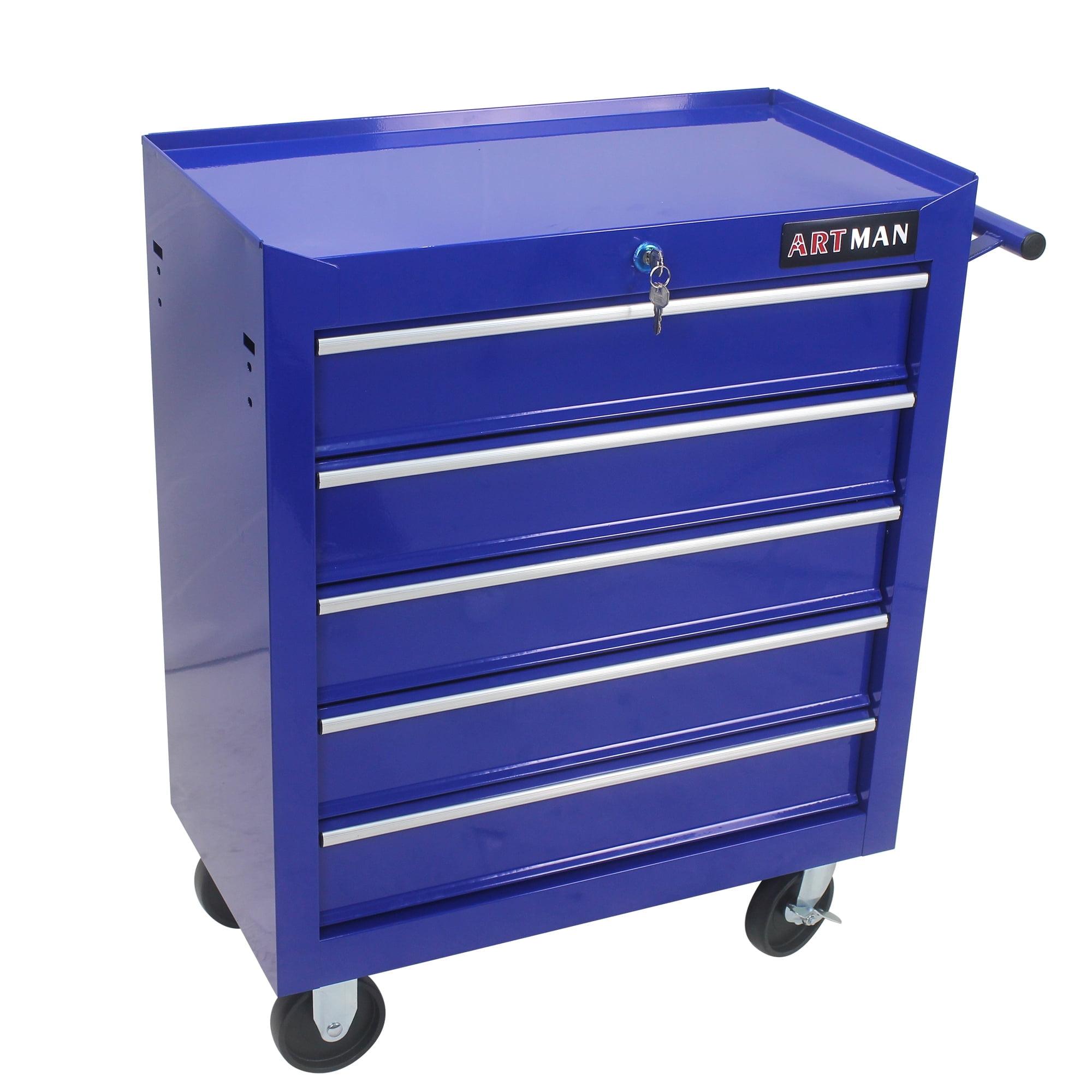 5 Large Drawers Tool Cart on Wheels,Rolling Tool Chest Tool Storage,Drawers Rolling Tool Trolley Organizer Tool Case for Garage, Warehouse, Workshop, Repair Shop (5 Large Drawers-29.3" H-Blue)