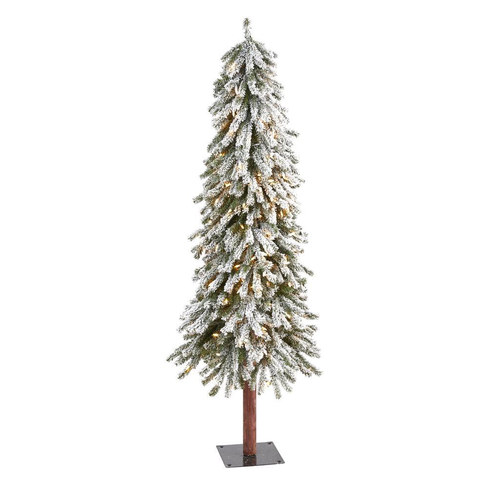 5ft Nearly Natural Pre-Lit Flocked Grand Alpine Artificial Christmas Tree Clear Lights