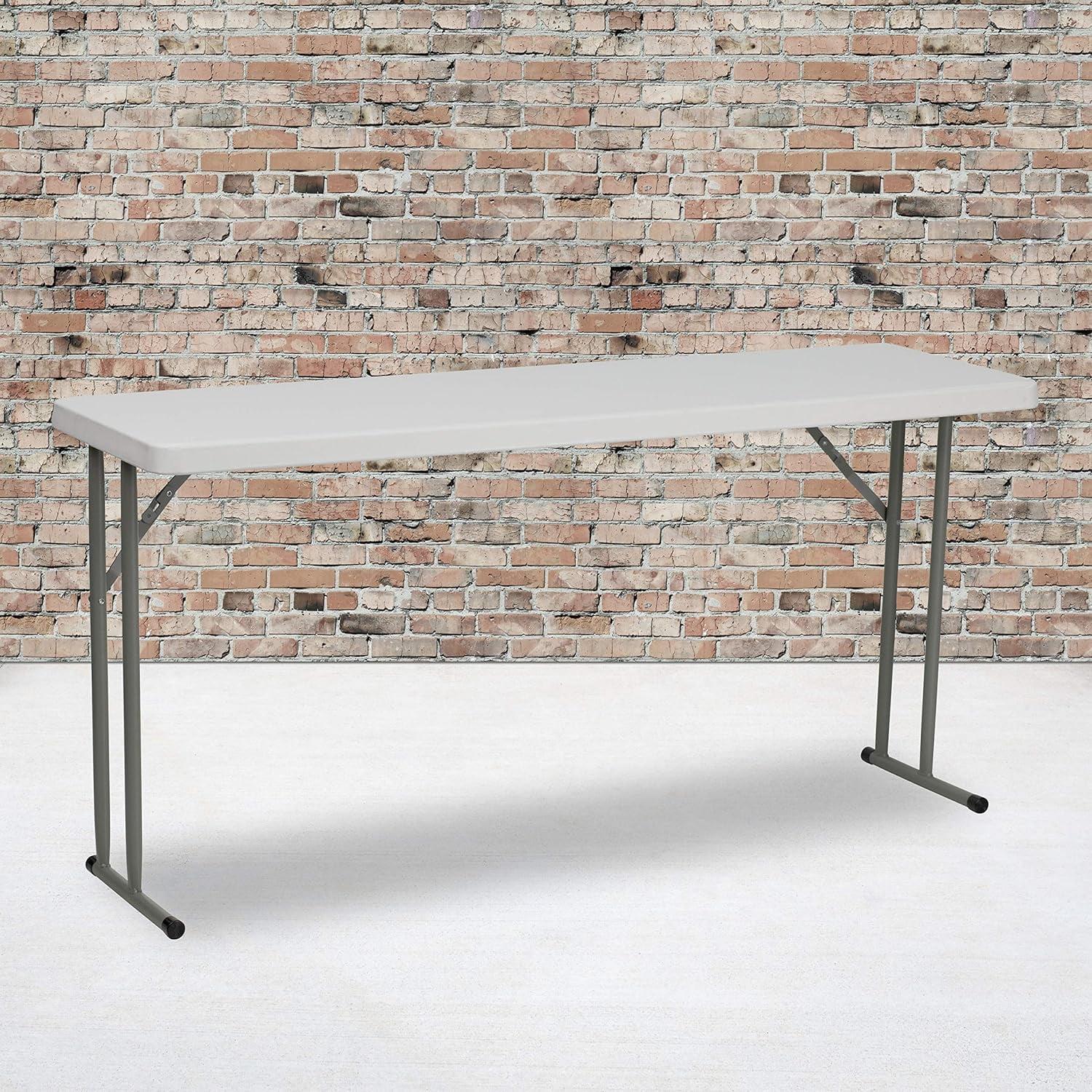 Emma and Oliver 5-Foot Rectangle Granite White Plastic Folding Training / Seminar Table