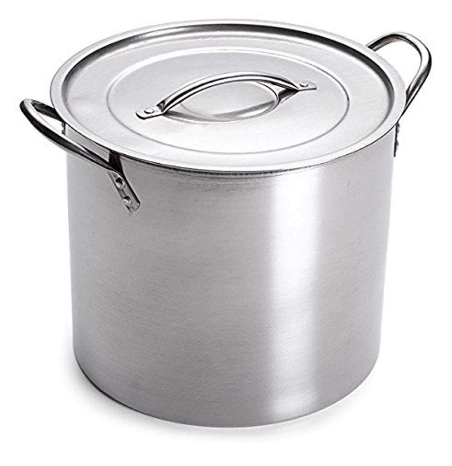 5-Gallon Polished Stainless Steel Stock Pot with Lid