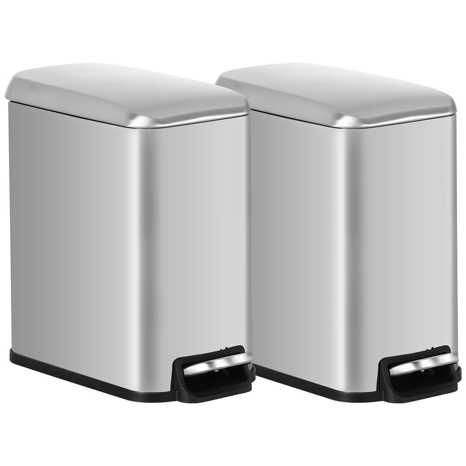 FDW Bathroom Trash Can With A Lid 1.3 Gallon  (5 L) Small Trash Bin Step Pedal Garbage Can With Removable Bucket Slim For Small Spaces For Bathroom,Bedroom,Kitchen,Office