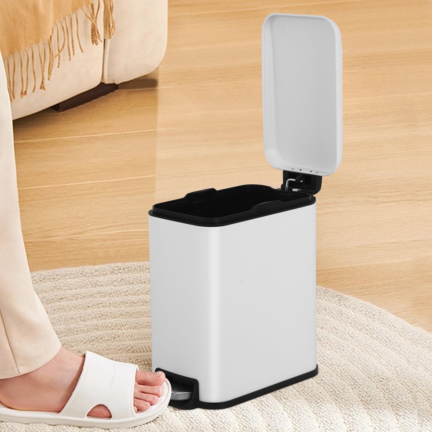 FDW Bathroom Trash Can With A Lid 1.3 Gallon  (5 L) Small Trash Bin Step Pedal Garbage Can With Removable Bucket Slim For Small Spaces For Bathroom,Bedroom,Kitchen,Office