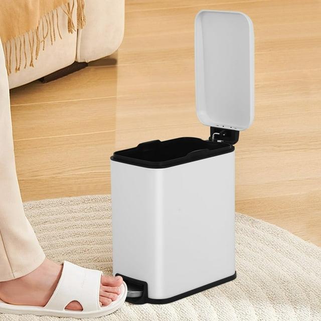 FDW Bathroom Trash Can With A Lid 1.3 Gallon  (5 L) Small Trash Bin Step Pedal Garbage Can With Removable Bucket Slim For Small Spaces For Bathroom,Bedroom,Kitchen,Office