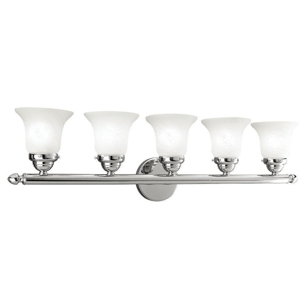 Neptune 5-Light Polished Chrome Vanity with White Alabaster Glass