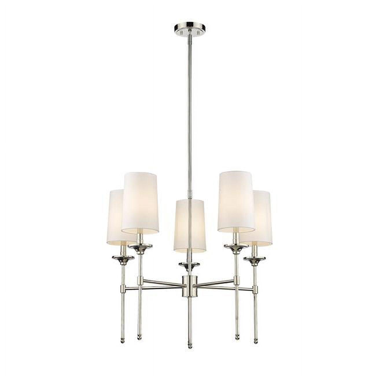 Elegant Ambiance Polished Nickel 5-Light Chandelier with Off-White Shades