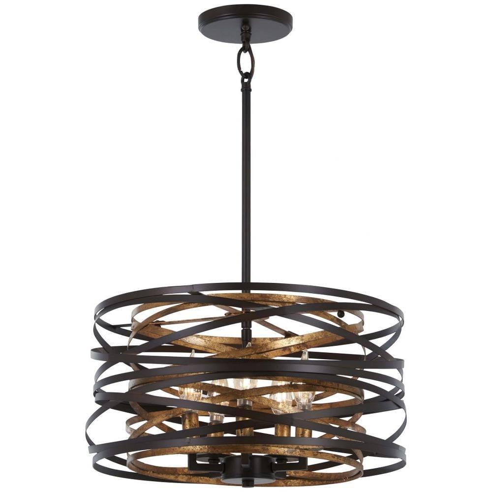 Minka Lavery Dark Bronze Mosaic Gold Pendant Chandelier 16" Wide Modern 5-Light Fixture for Dining Room House Foyer Kitchen Home