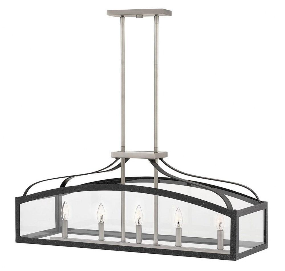 Clarendon Aged Zinc 5-Light Linear Chandelier with Clear Glass