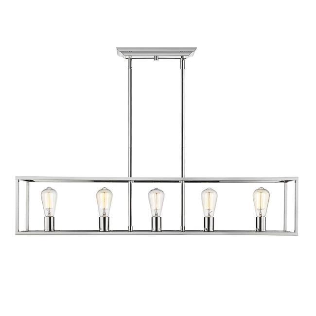 Contemporary Chrome 41" Linear Island Pendant with Exposed Bulbs