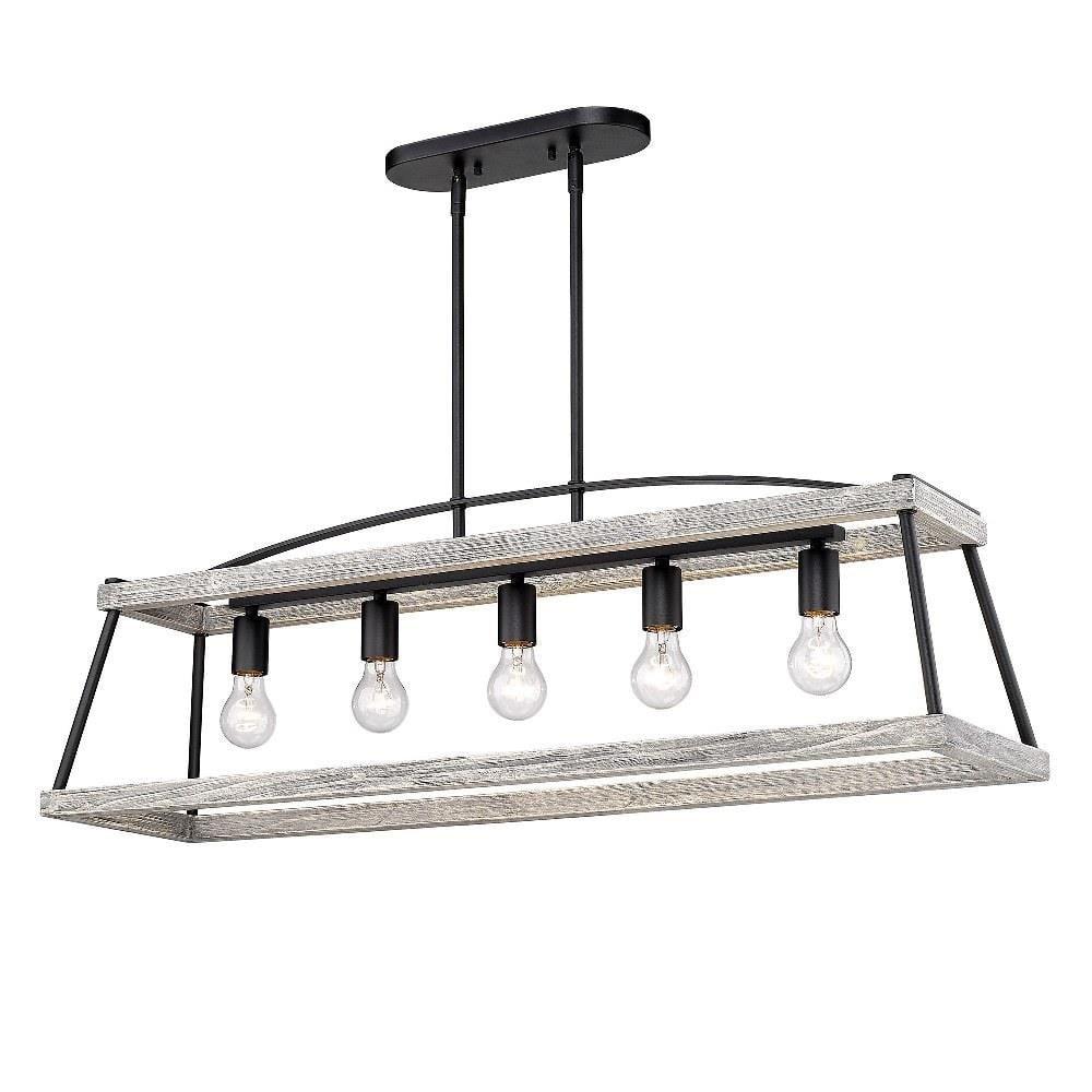5 Light Linear Pendant in Durable Style 12.25 inches High By 40 inches Wide-Natural Black Finish-Gray Harbor Shade Color Bailey Street Home