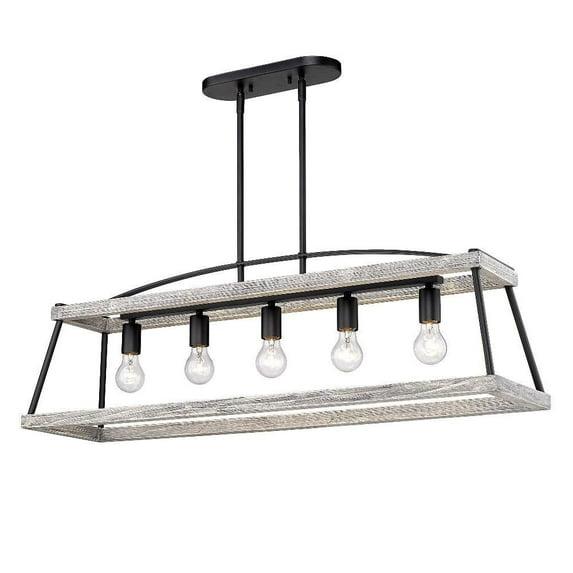 5 Light Linear Pendant in Durable Style 12.25 inches High By 40 inches Wide-Natural Black Finish-Gray Harbor Shade Color Bailey Street Home