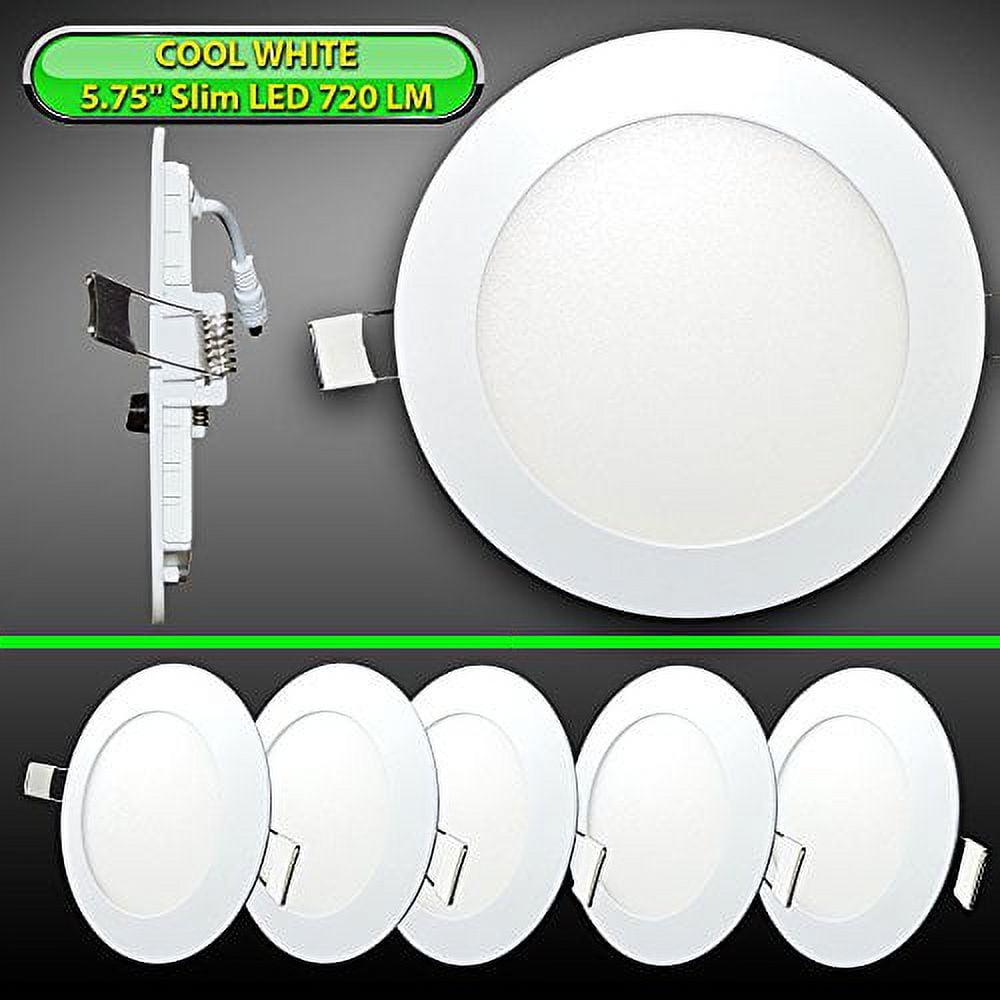 LeisureLED 5 Pack RV Boat Recessed Ceiling Light 720 Lumen Super Slim LED Panel Light DC 12V 5.75" 9W Full Aluminum Downlights