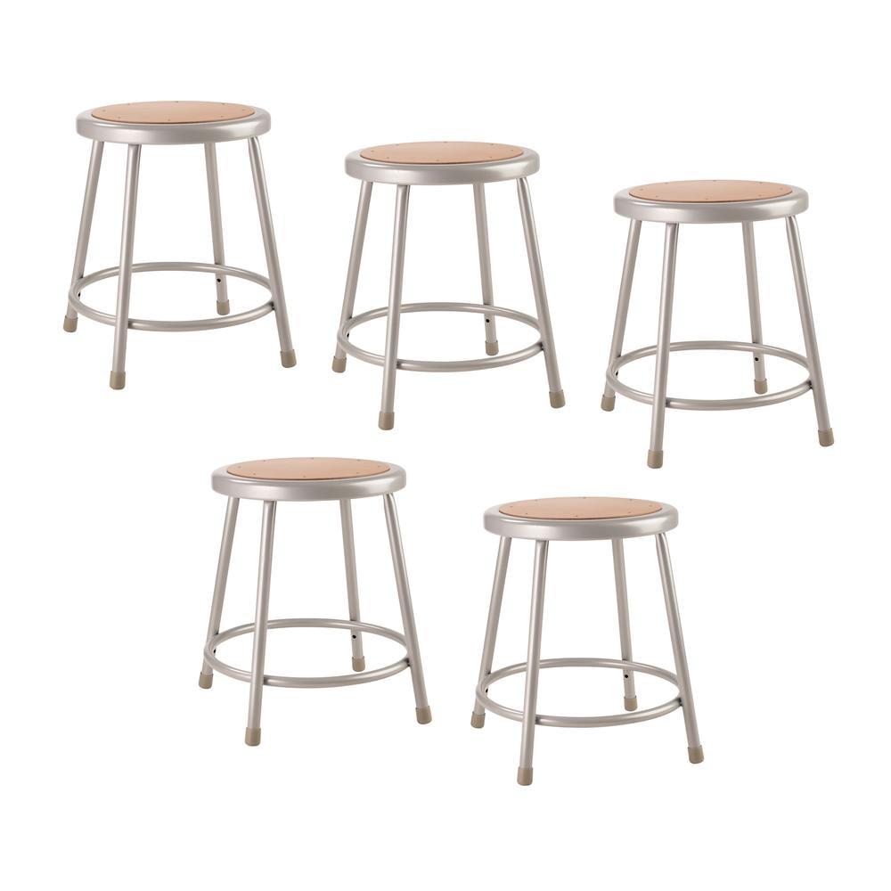 18" Gray Steel and Vinyl Hardboard Stool