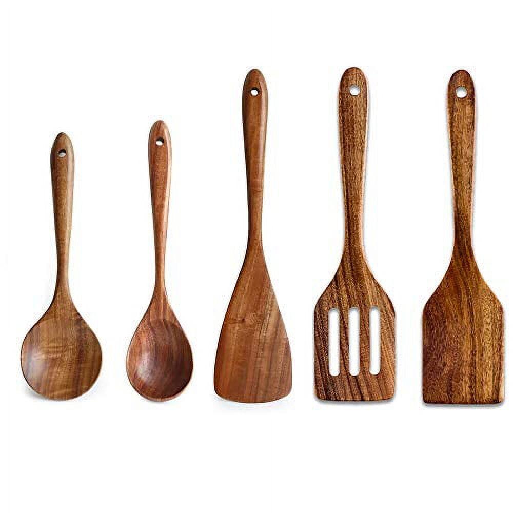 Acacia Wood 5-Piece Non-Stick Cooking Utensils Set