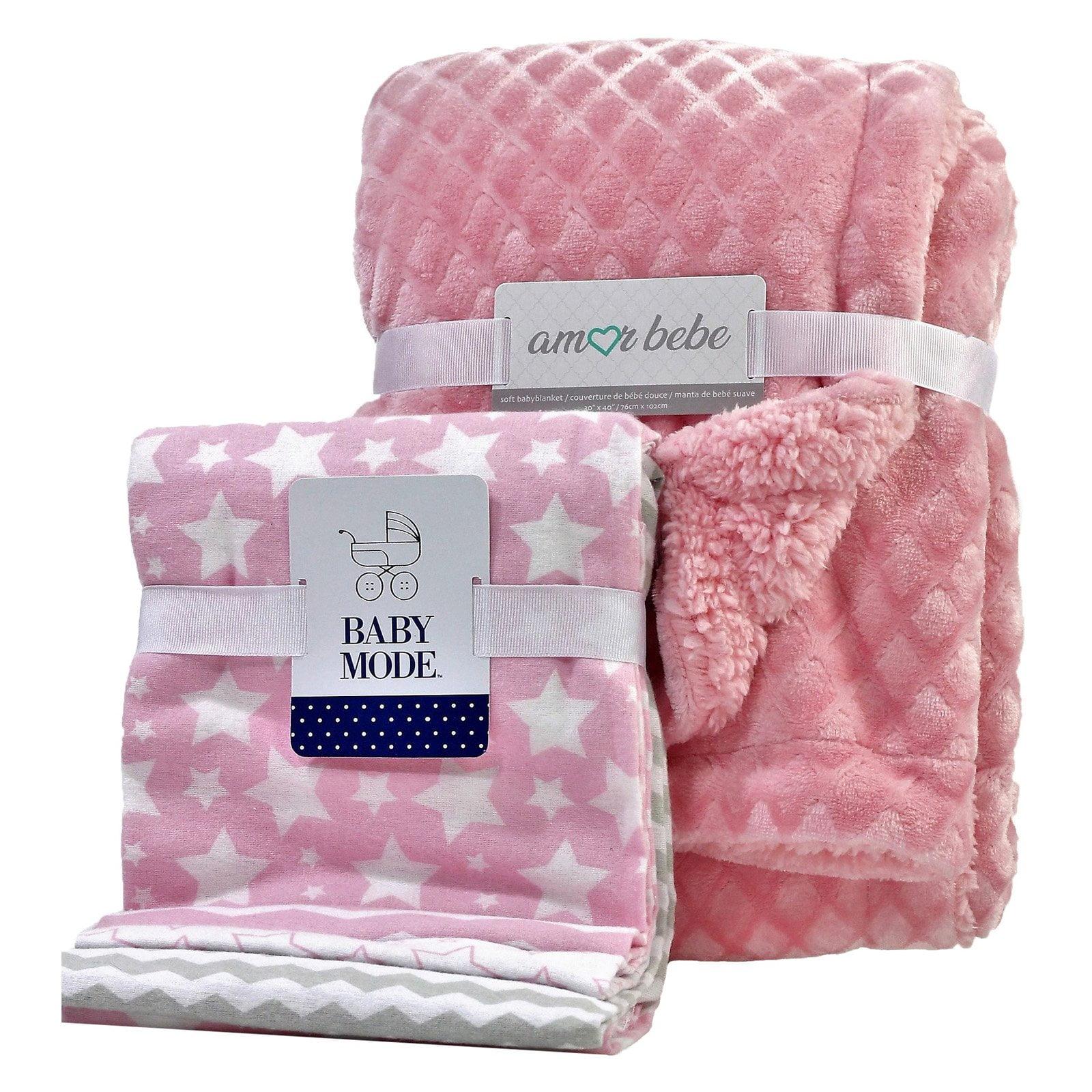 Pink Soft Plush 5-Piece Baby Blanket Set