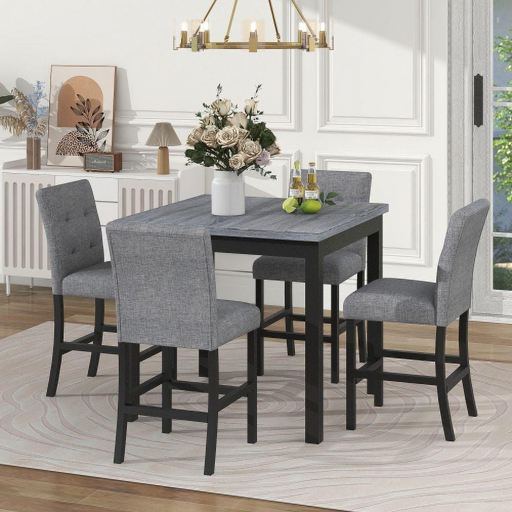 Gray and Black Counter Height Dining Set with Upholstered Chairs