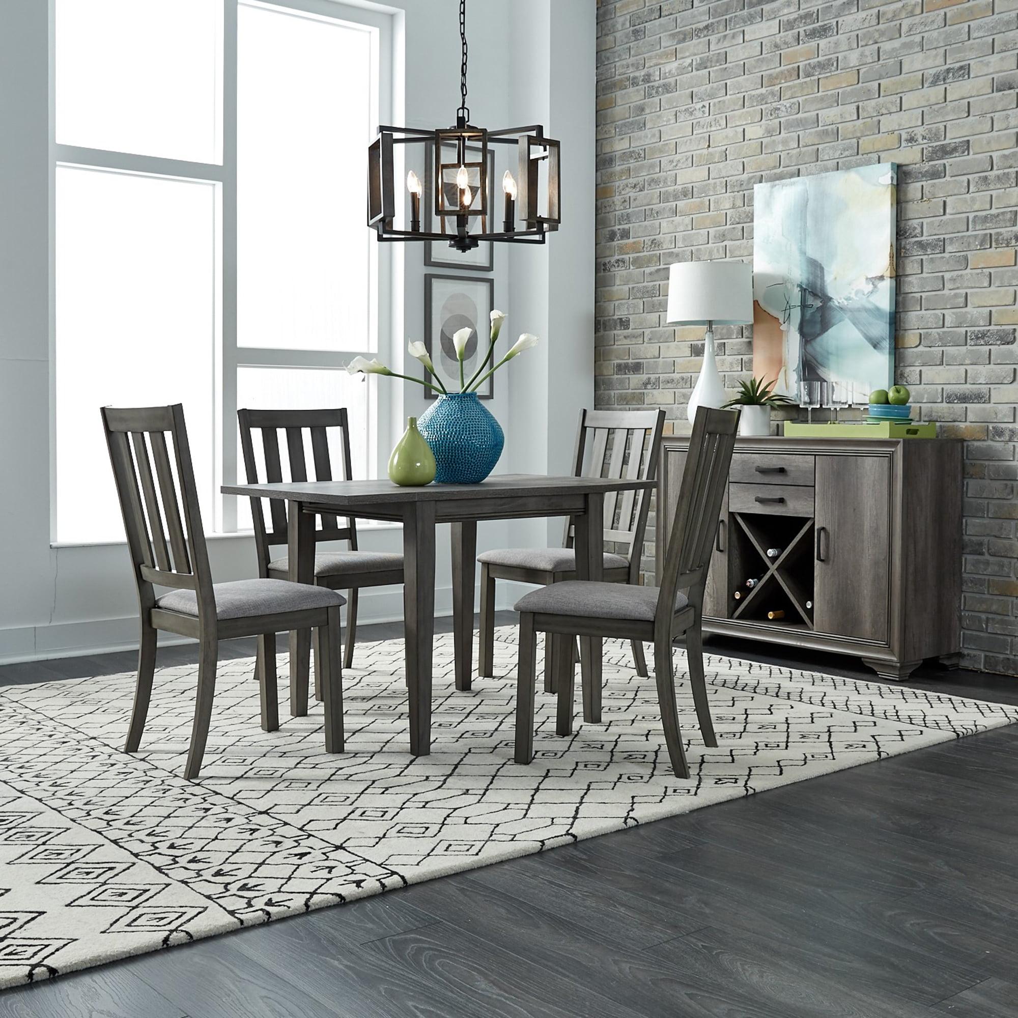 Greystone 5-Piece Drop Leaf Dining Set with Dark Gray Chairs