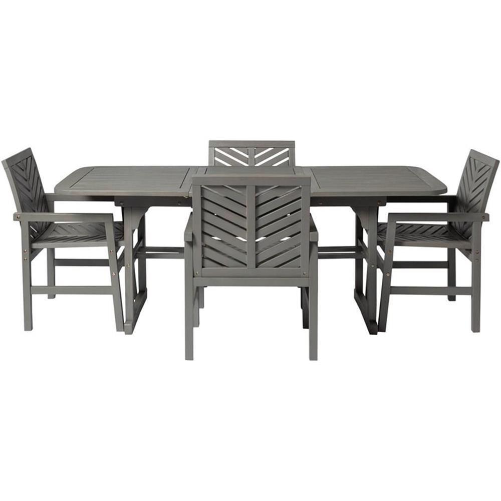 5pc Slatted Extendable Acacia Wood Patio Dining Set - Saracina Home