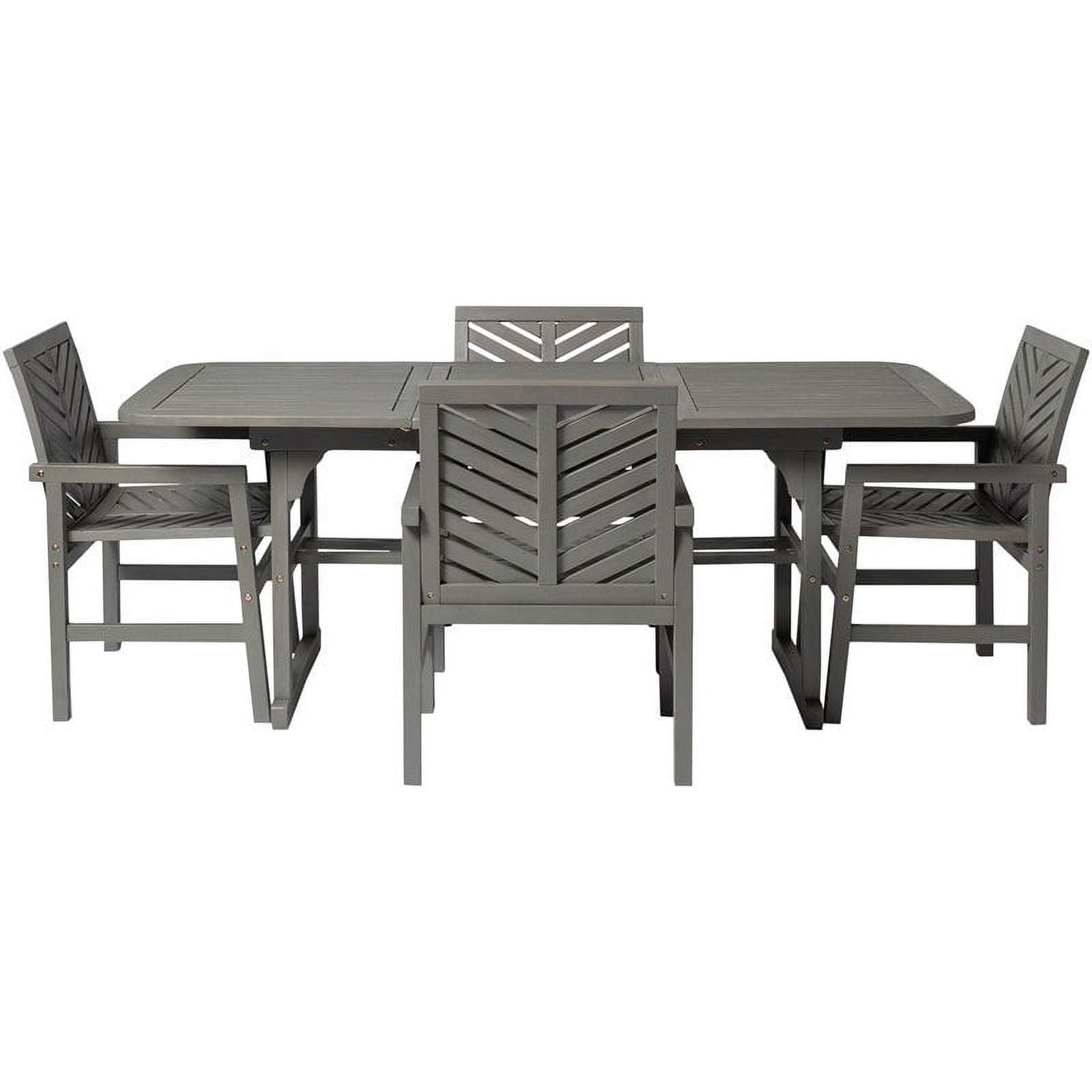 Modern 4-Person Chevron Walnut Wood Patio Dining Set