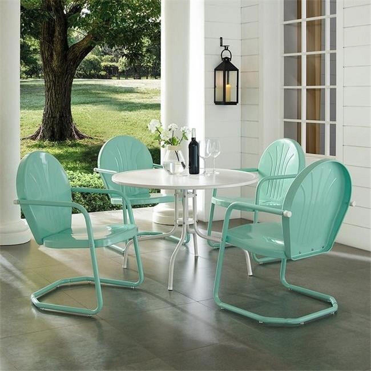 Burley Round 4 - Person 39" Long Powder Coated Steel Dining Set
