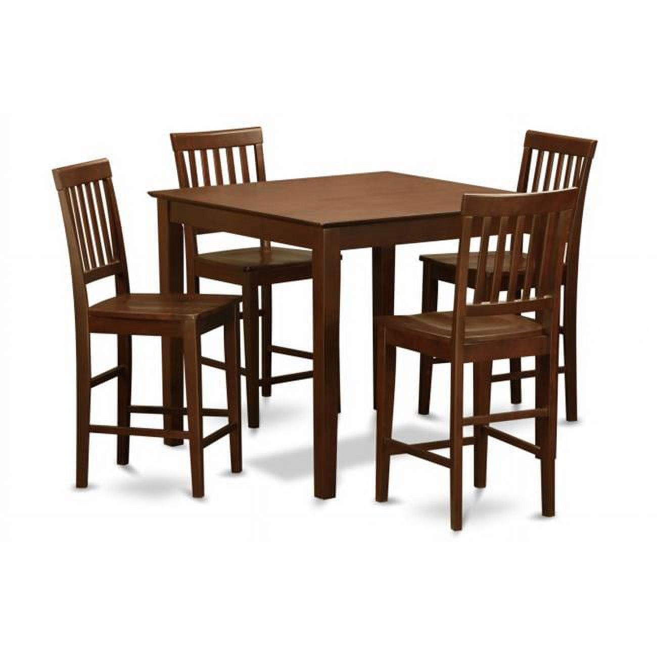 Vernon Square Mahogany Pub Table Set with 4 Tapered Leg Chairs