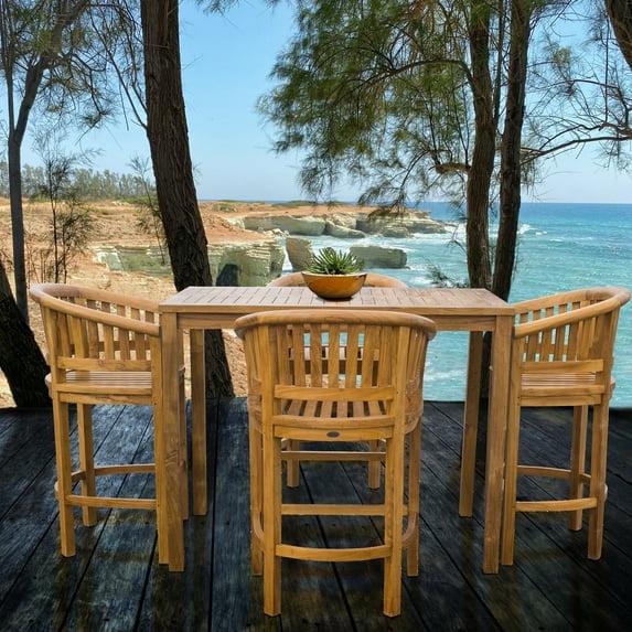 Chic Teak Amily 4 - Person Teak Wood Patio Dining Set with Rectangular Table
