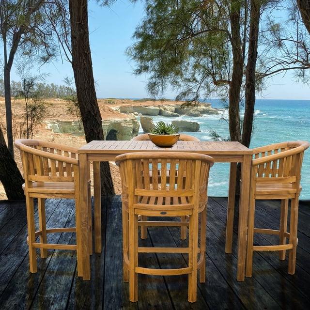 Chic Teak Amily 4 - Person Teak Wood Patio Dining Set with Rectangular Table