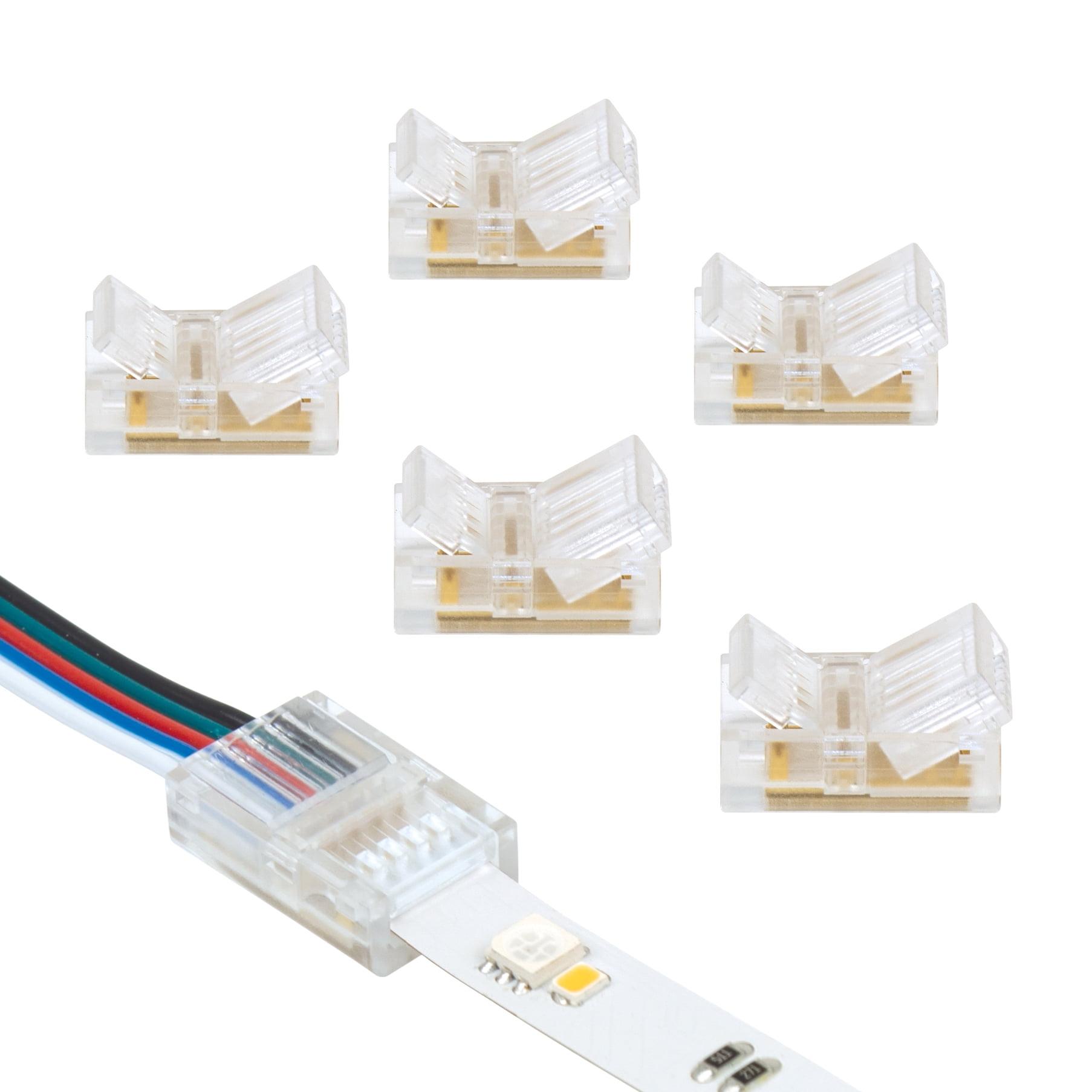 5-Pin Clear LED Strip Light RGB+W Wire Connectors, 6 Pack