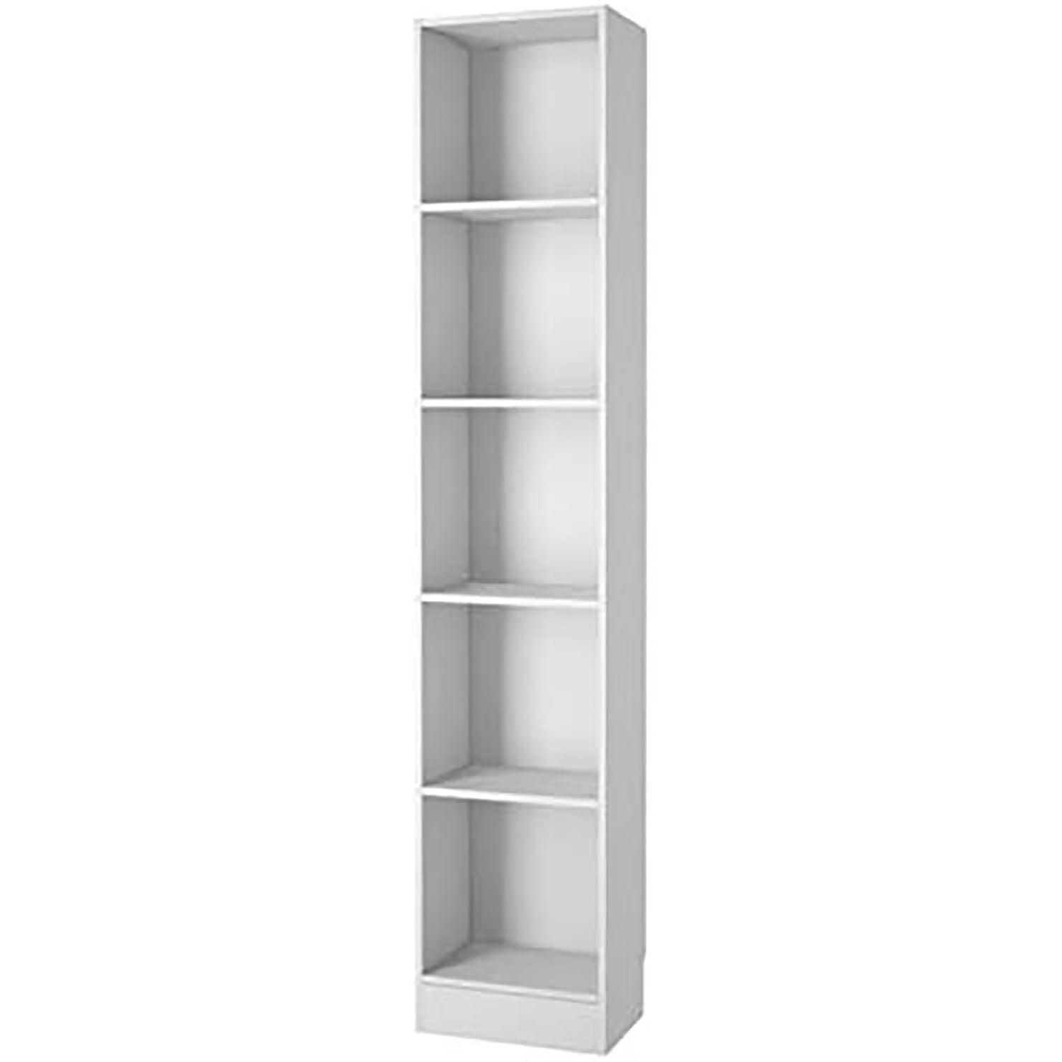 Scranton & Co Modern Wood 5 Shelf Narrow Contemporary Bookcase in White