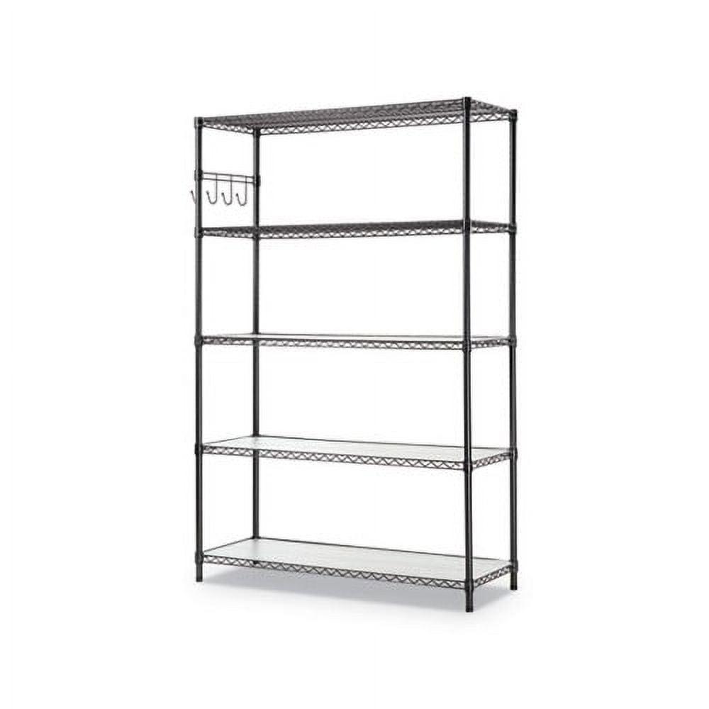 Versatile Black Anthracite 5-Shelf Wire Shelving Unit with Casters, 48"W x 18"D x 72"H