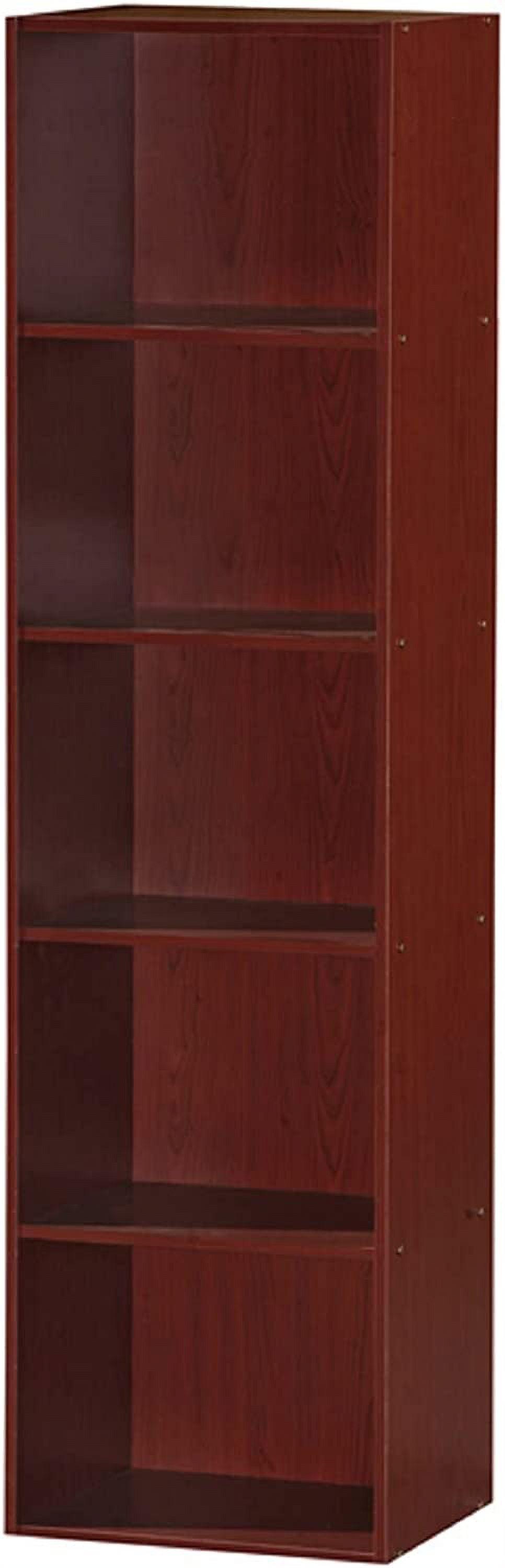 Kids' Playful Mahogany 5-Shelf Toy Organizer with Doors