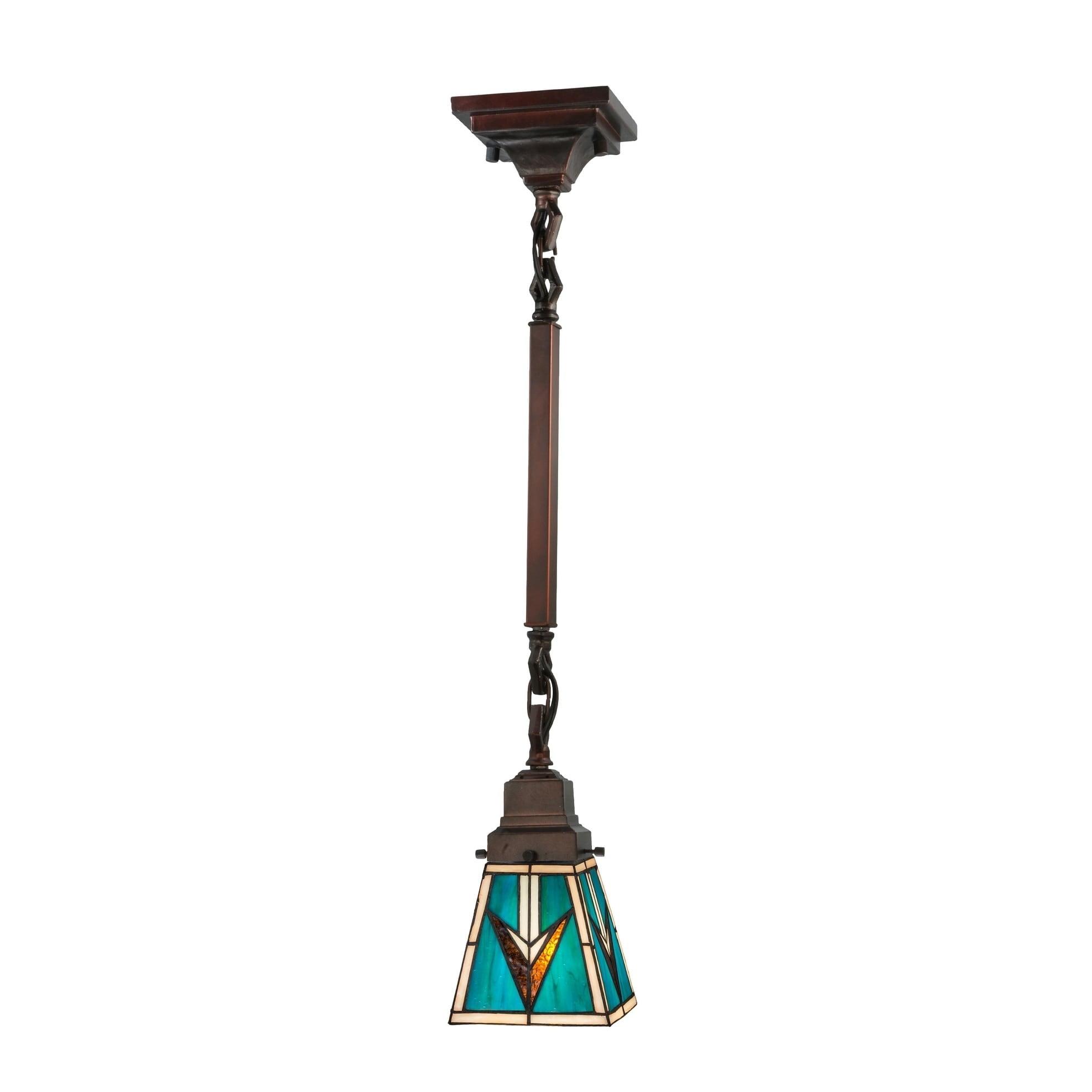 Valencia Mission Mini Pendant in Mahogany Bronze with Stained Glass