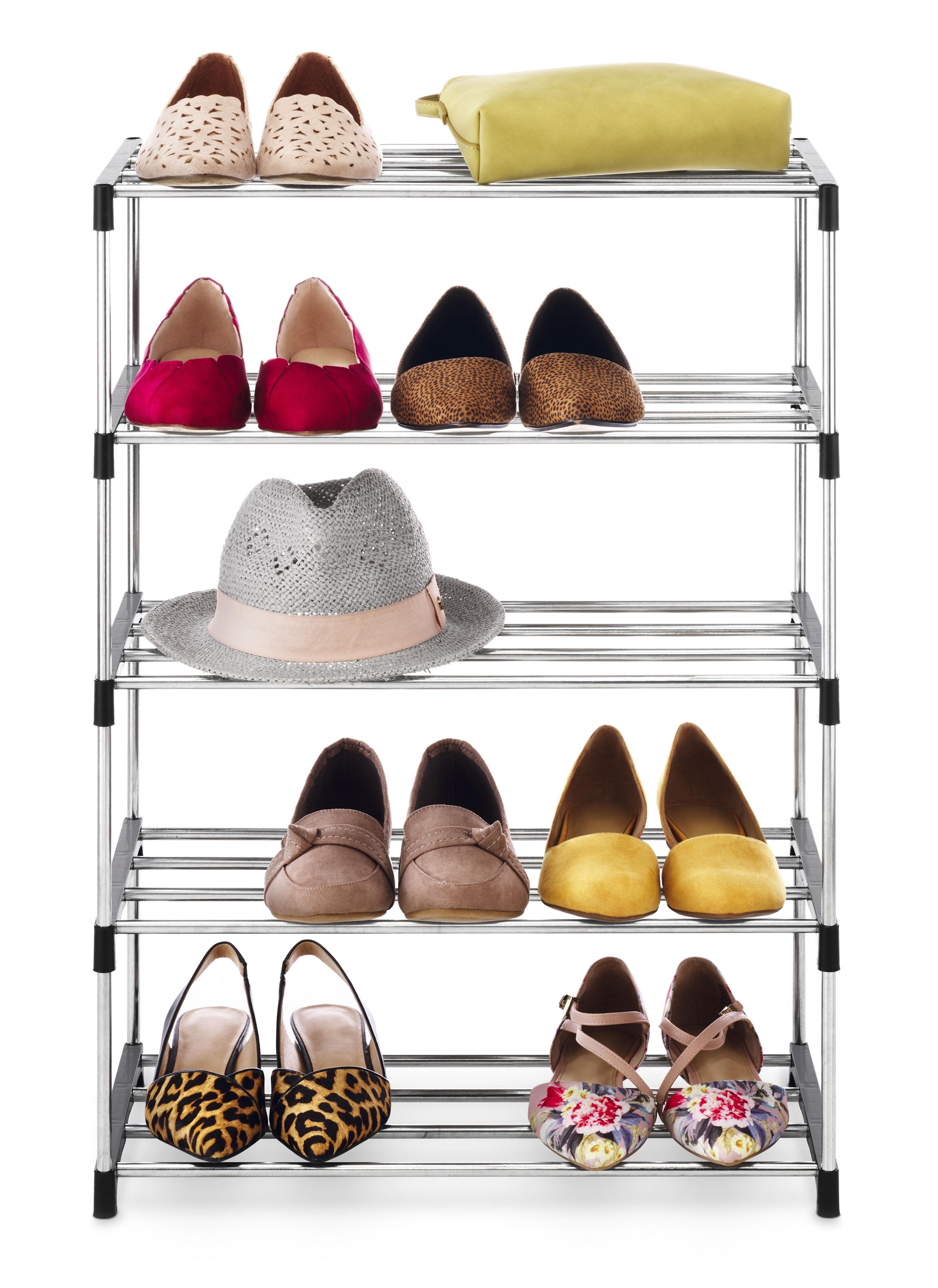 Whitmor 5-Tier Silver Shoe Rack with Plastic Connectors