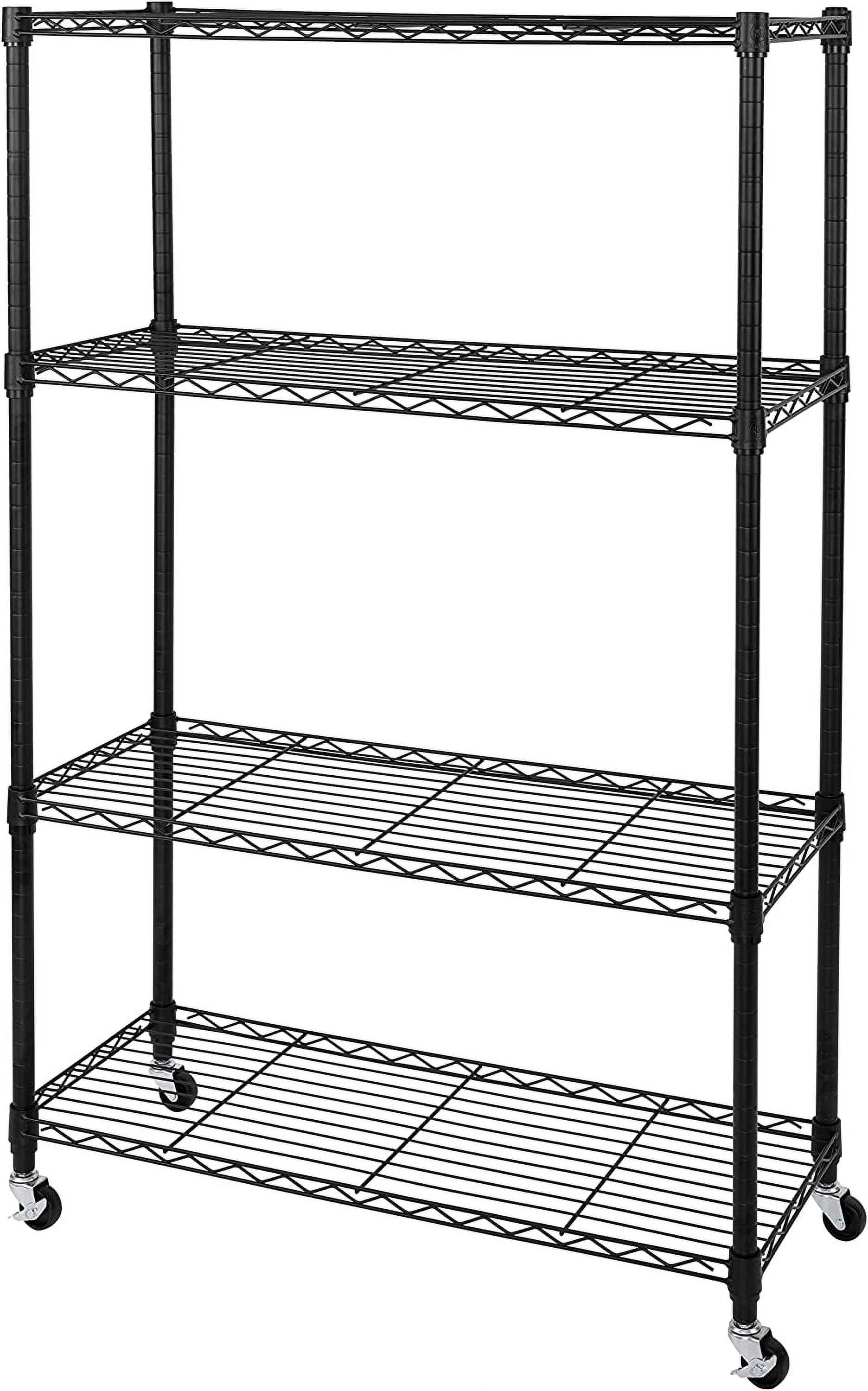 5-Tier Black Steel Wire Shelving Unit with Adjustable Shelves