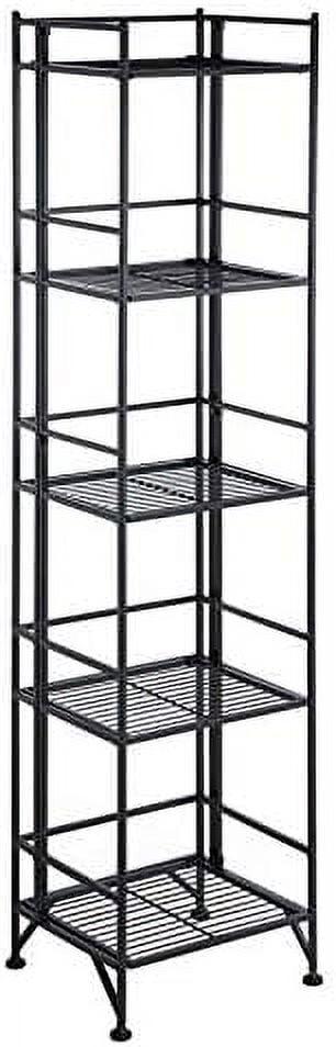 Black Adjustable 5-Tier Folding Metal Shelf