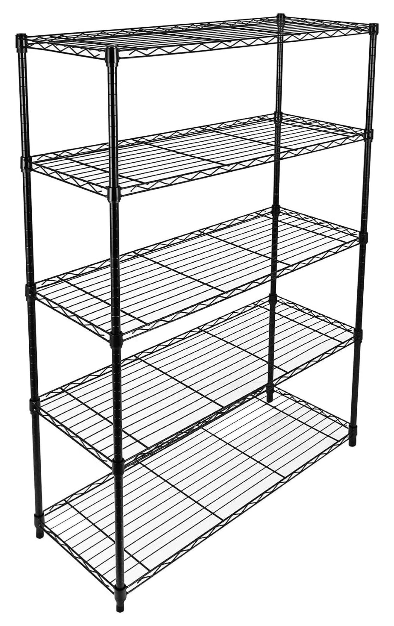 Black 5-Tier Heavy Duty Metal Storage Shelving Unit