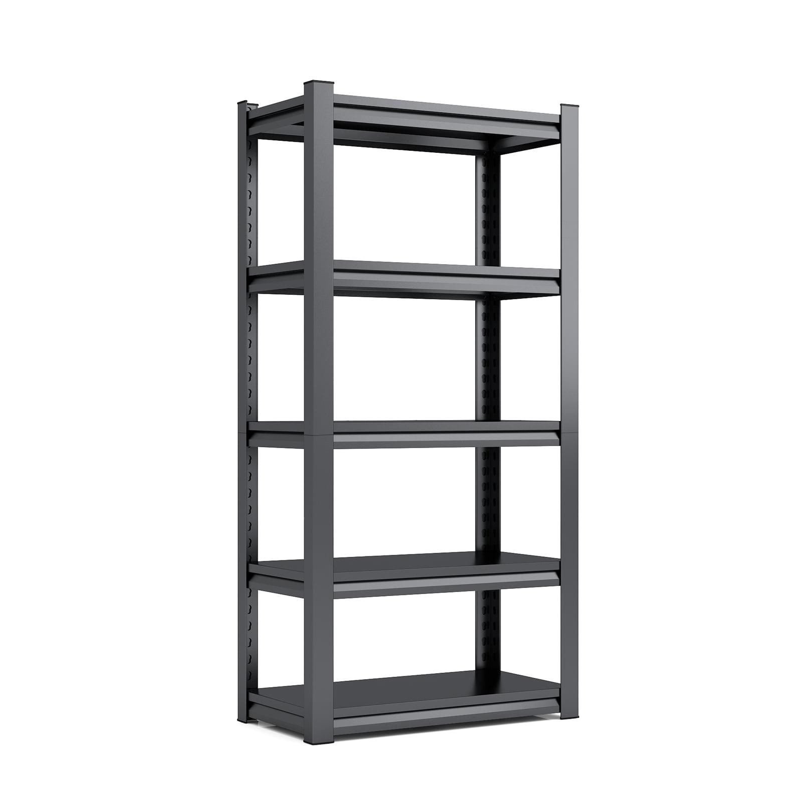 63" Tall Black Heavy Duty Metal 5-Tier Adjustable Shelving Unit