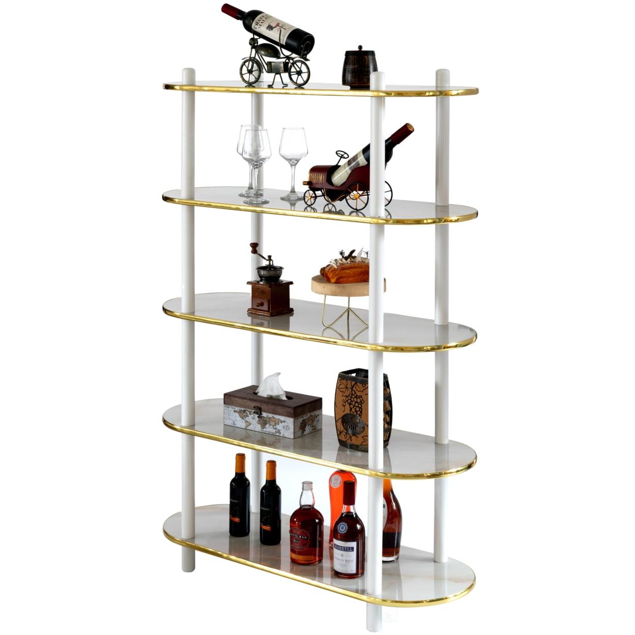 Fabulaxe 5 Tier Open Bookshelf, Contemporary Classic Modern Style Free Standing Display Rack Unit for Collections,59" Height Etagere Bookcase